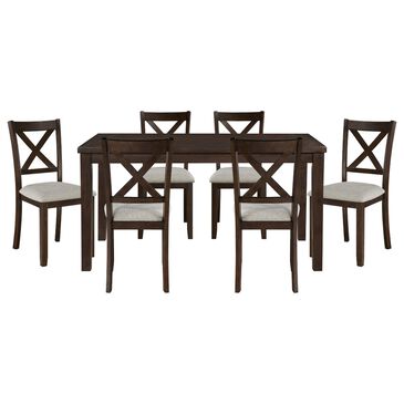 Homelegance Challis 7-Piece Rectangular Dining Set in Dark Cherry, , large