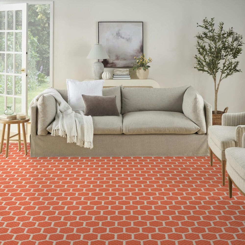 Nourison Twist Reversible 10&#39; x 14&#39; Coral Indoor/Outdoor Area Rug, , large