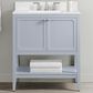 37B Ravello 30" Single Bathroom Vanity Cabinet in Soft Blue with Marble Top and Backsplash, , large