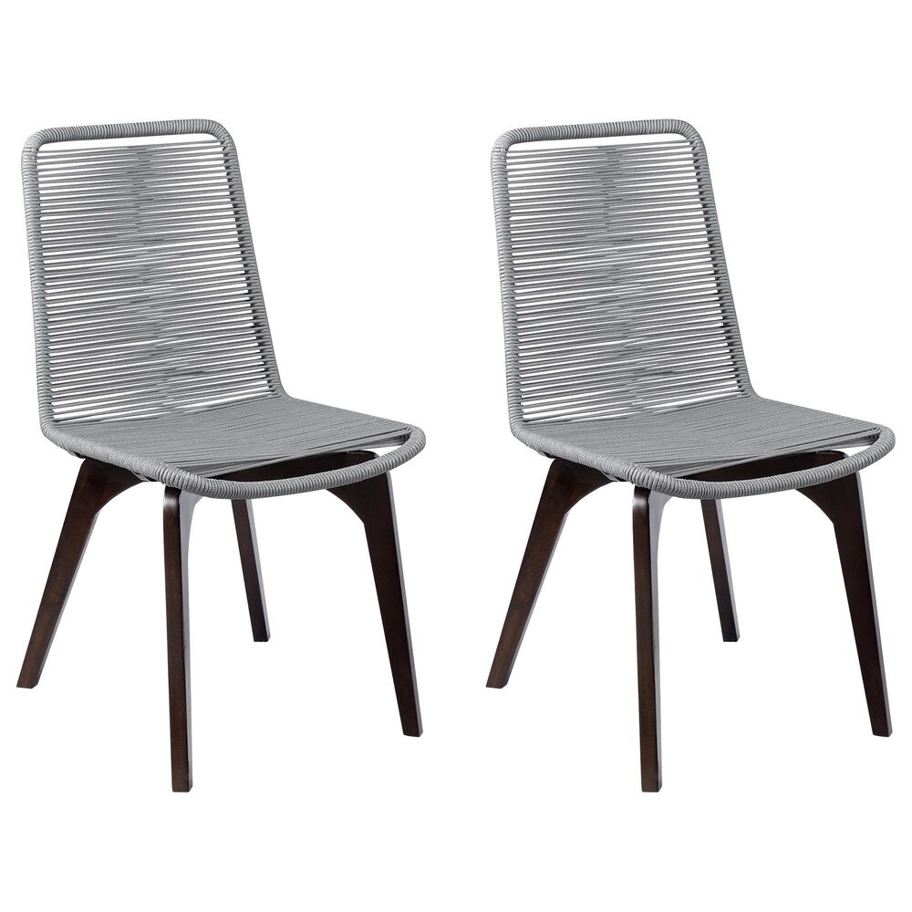 Blue River Island Outdoor Dining Chair with Silver Rope Seat in Dark Eucalyptus (Set of 2), , large