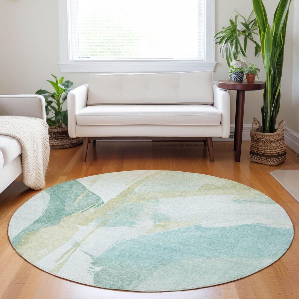 Dalyn Rug Company Ravenna RN7 8&#39; Round Teal Area Rug, , large