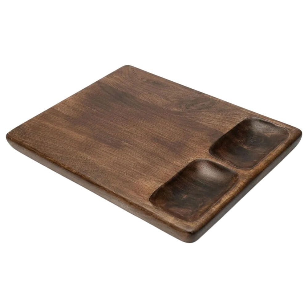 Housewares International 18" x 12" Serving Board with 2 Dip Bowls in Dark Mango, , large