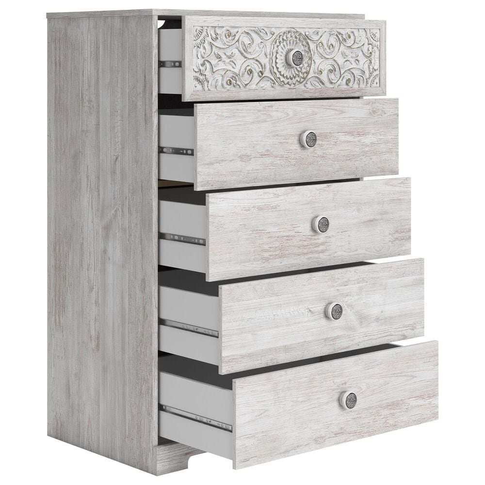 Ashley Paxberry 5-Drawer Chest in Whitewash, , large