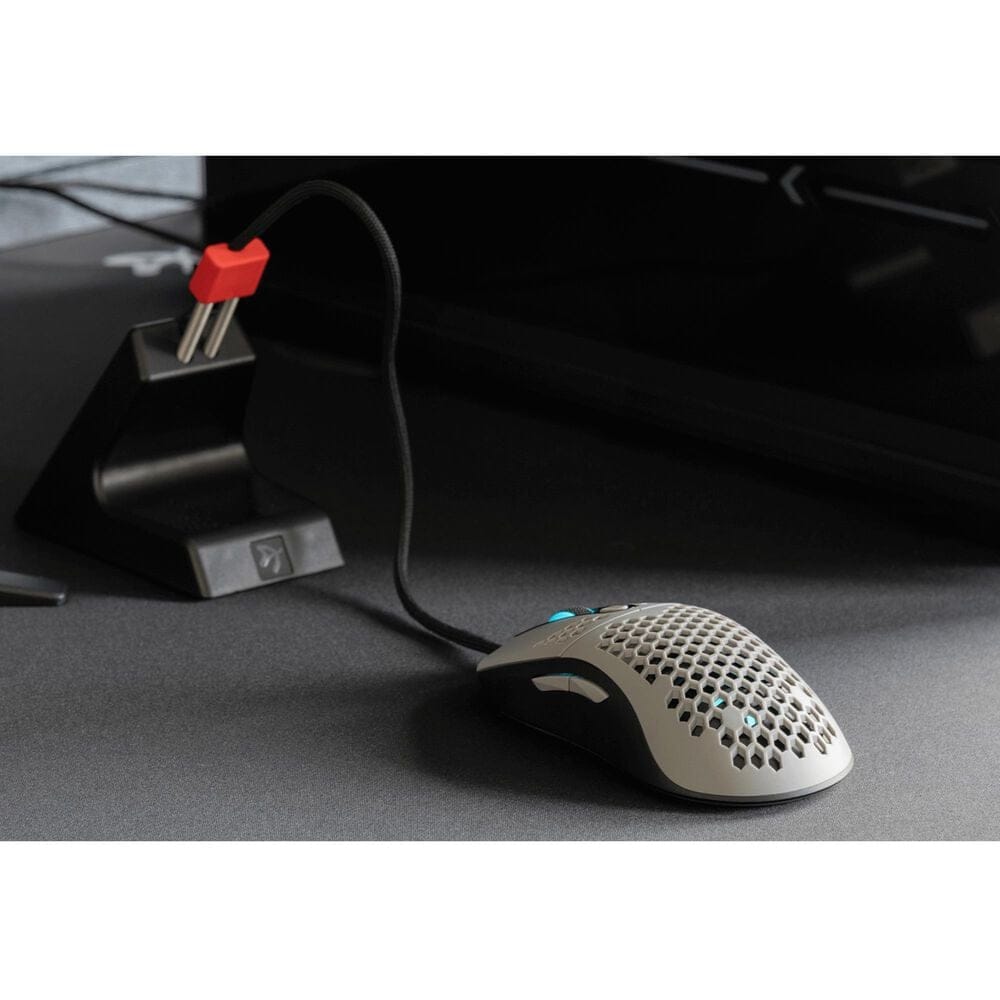 Arozzi Favo Ultra Lightweight Customizable RGB Gaming Mouse with Honeycomb Pattern, Pixart 3389 Sensor, and Omron 20M Switches - Grey, , large