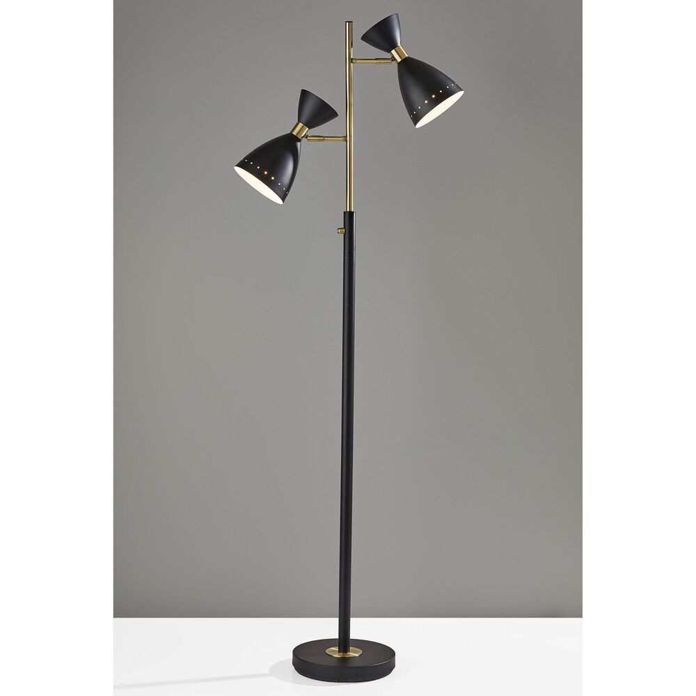 Adesso Oscar Tree Lamp in Black and Antique Brass, , large