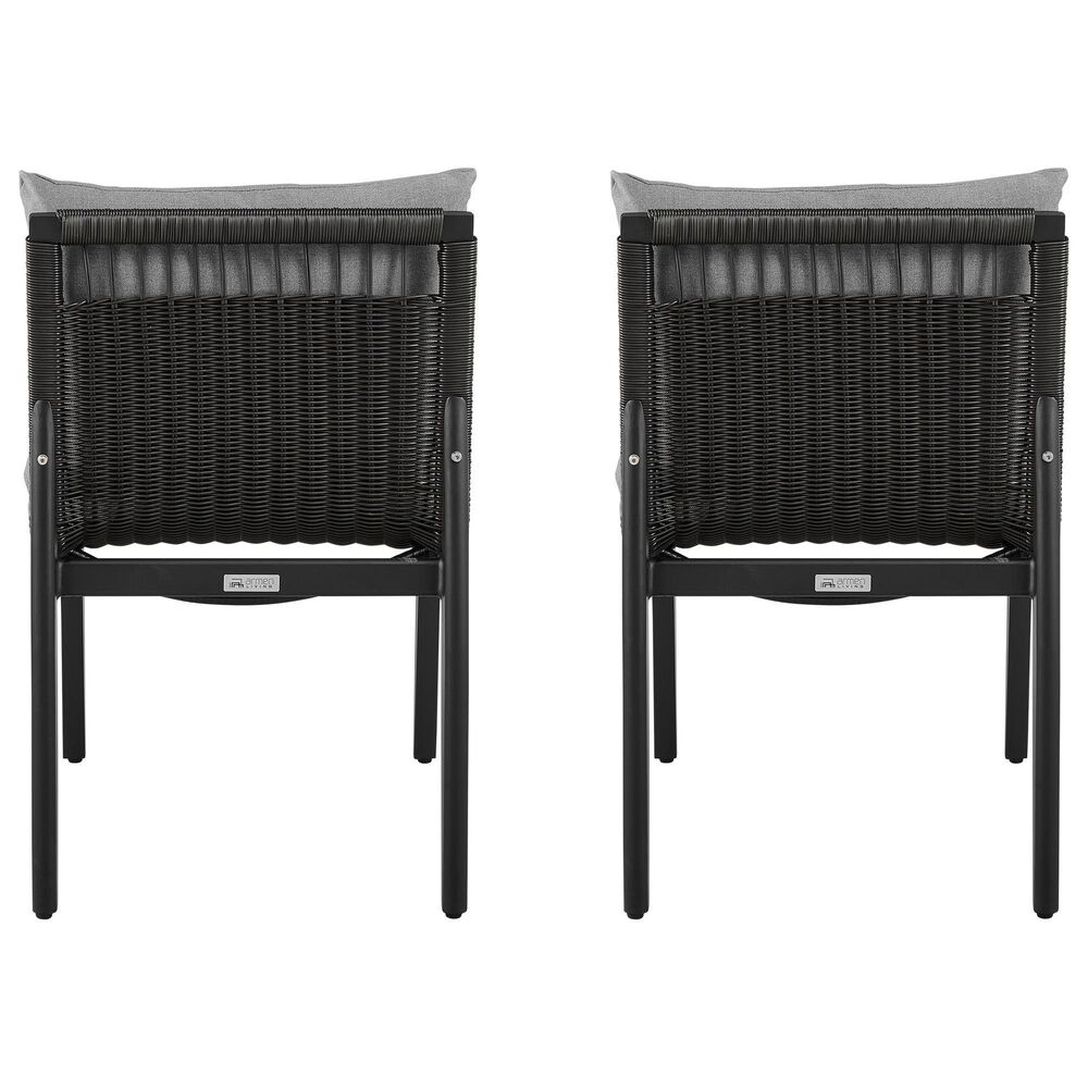 Blue River Cayman Outdoor Dining Side Chair with Dark Grey Cushion in Black (Set of 2), , large