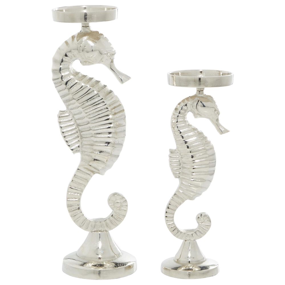 Maple and Jade Coastal Aluminum Candle Holder in Silver (Set of 2), , large