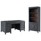 Riva Ridge Alexander 2-Piece Executive Desk and Door Bookcase Set in Midnight, , large