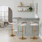 LumiSource Grotto Swivel Barstool with White Faux Leather Upholstery in Gold and Light Grey (Set of 2), , large