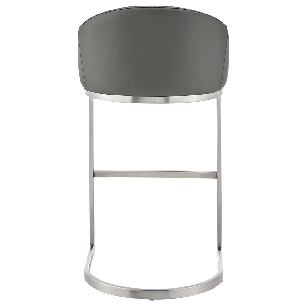Blue River Katherine 26&quot; Counter Stool with Gray Cushion in Brushed Stainless Steel, , large