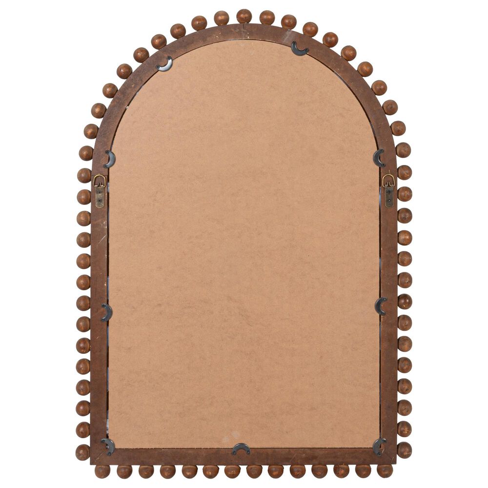 Creative Coop Willa Wood Ball Framed Arched Wall Mirror in Walnut, , large