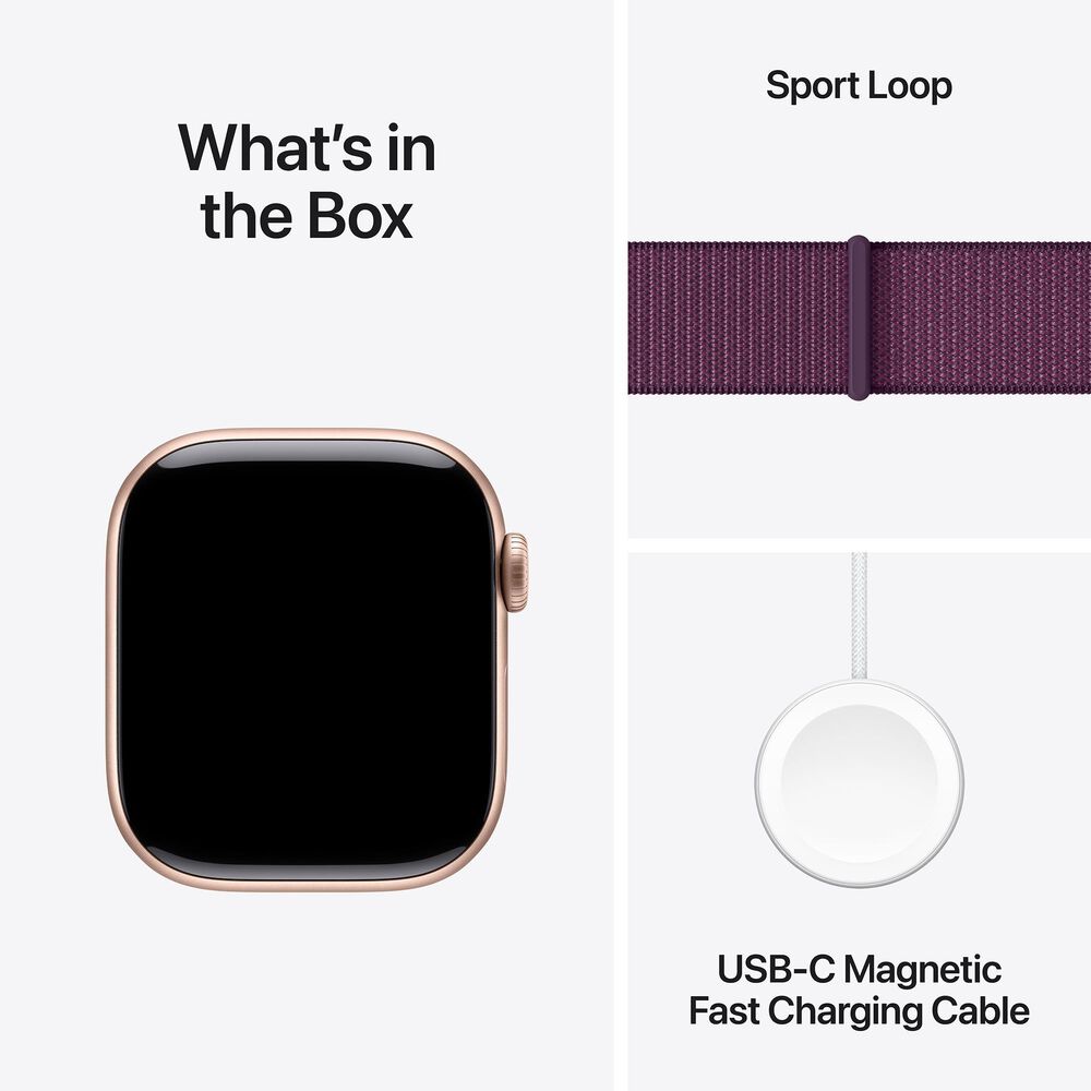 Apple Watch Series 10 GPS + Cellular 42mm Rose Gold Aluminum Case with Plum Sport Loop, , large