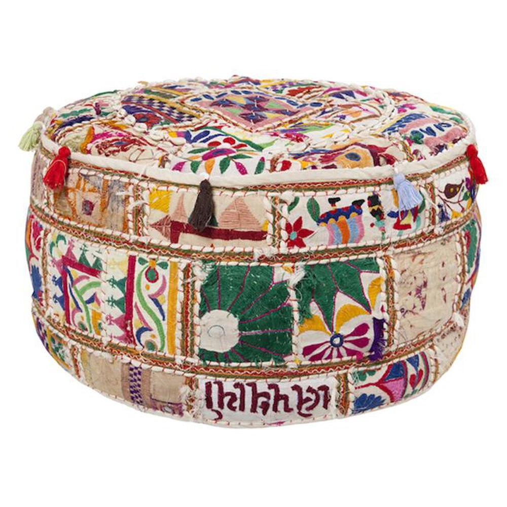 Surya Inc Pouf 22" x 22" Ottoman in Multi Color, , large
