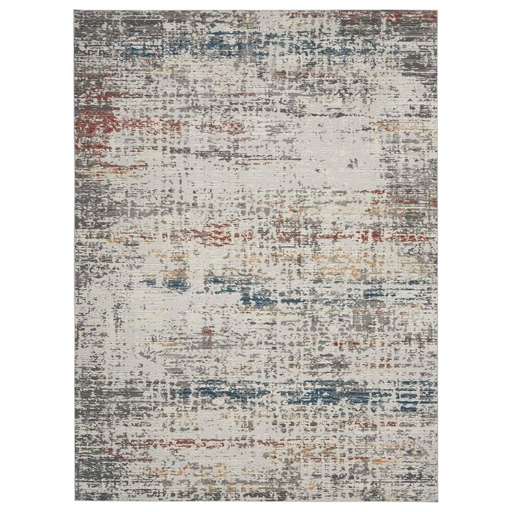 Nourison Rustic Textures Light Grey and Multicolor 7"10" x 10"6" Area Rug, , large