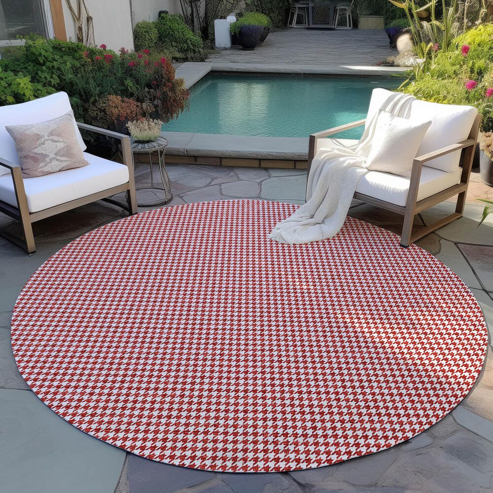 Dalyn Rug Company Hinton 4&#39; Round Red Indoor/Outdoor Area Rug, , large