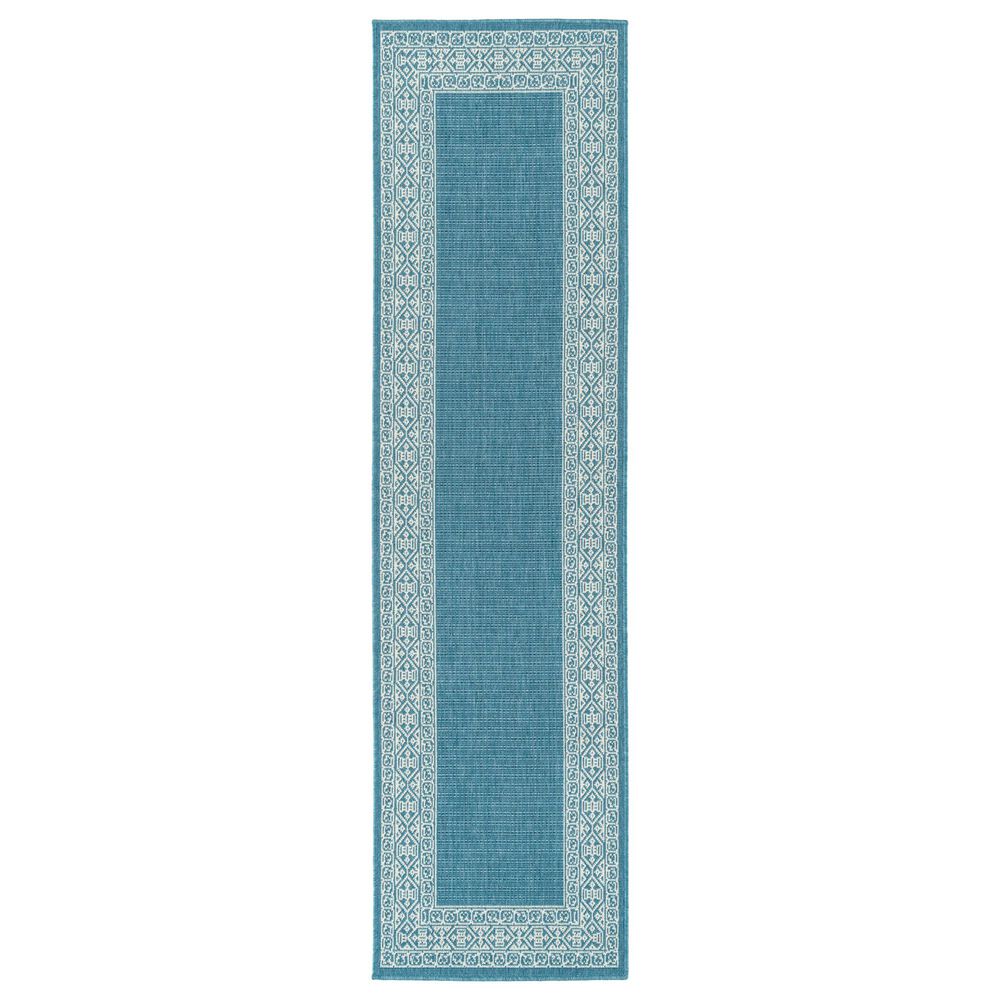 Amalie AML06-79 2"2" x 8" Light Blue and Ivory Indoor/Outdoor Runner, , large