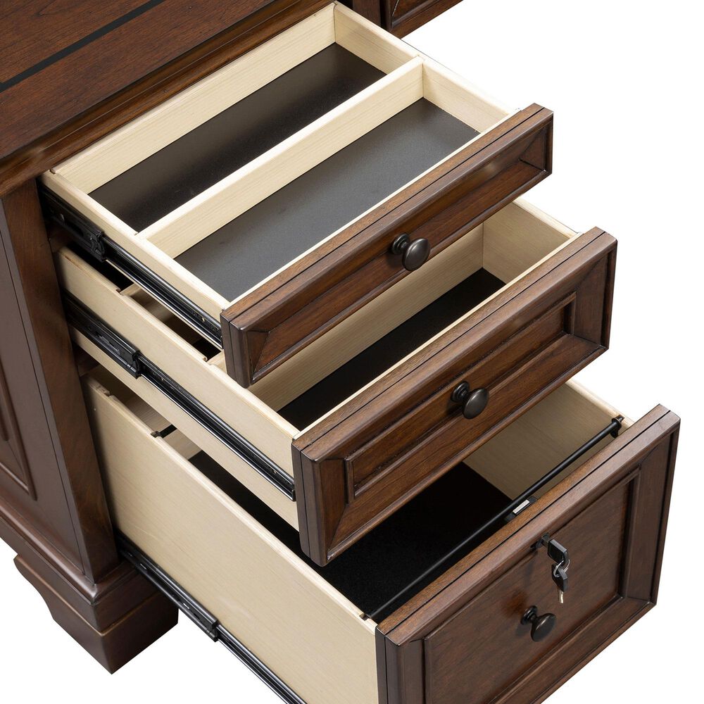 Riva Ridge Arlington 3-Piece L-Shaped Desk and Display Cabinet Set in Classic Brown, , large