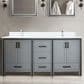 Lexora Home Ziva 72" Double Bathroom Vanity in Dark Grey with 2 cm White Cultured Marble Top and Rectangular Sinks, , large