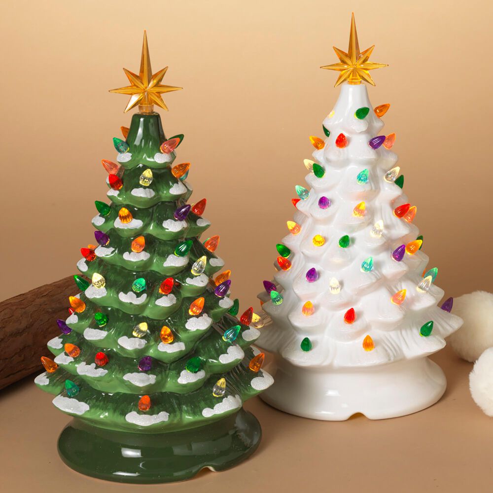 The Gerson Company 13.9" Musical Dolomite Trees in Green (Set of 2), , large