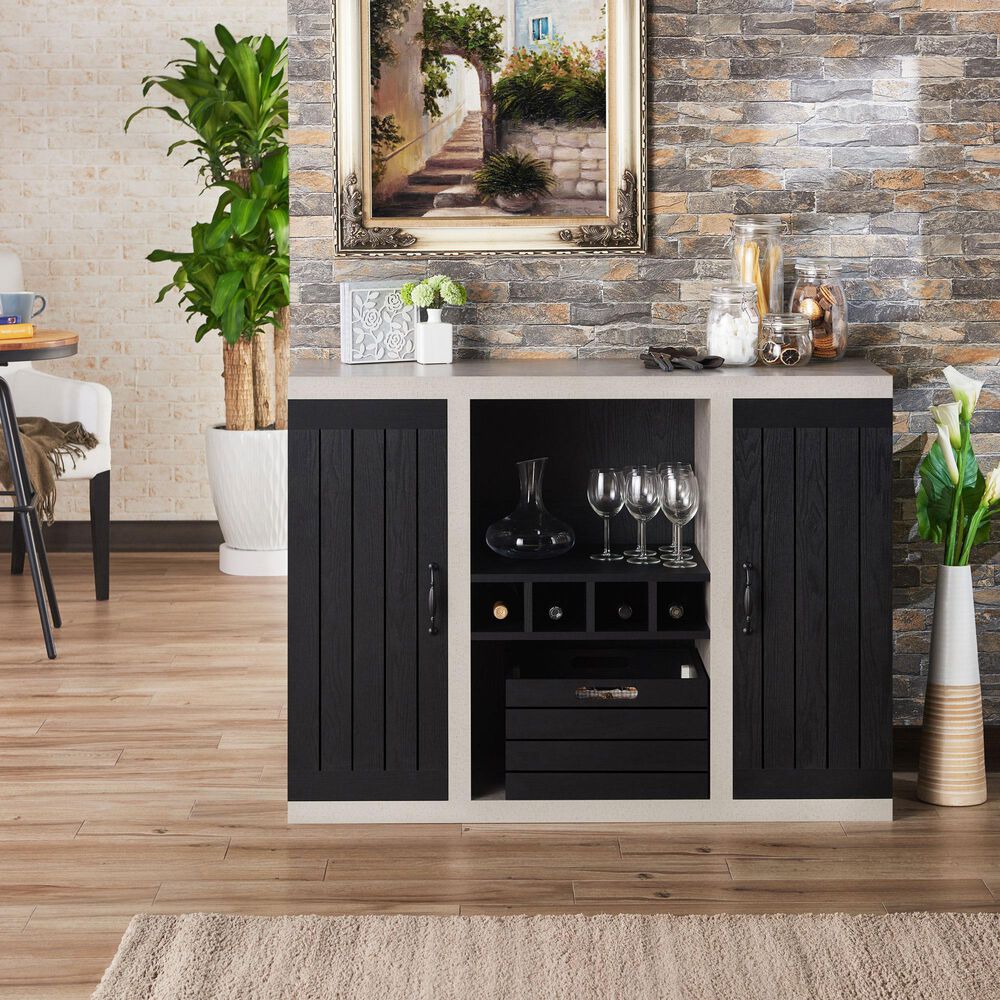 Furniture of America Taylor Buffet in Black/Cement, , large