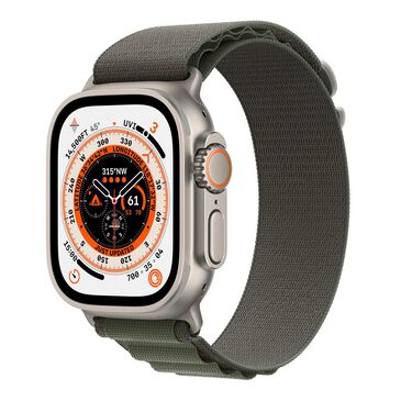 Apple Watch Ultra GPS + Cellular, 49mm Titanium Case with Green Alpine Loop -Medium, , large
