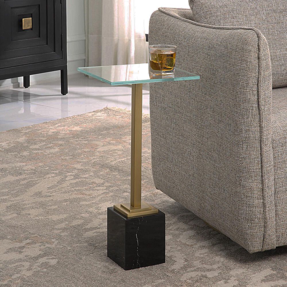 Uttermost Martini Table in Black and Brass, , large