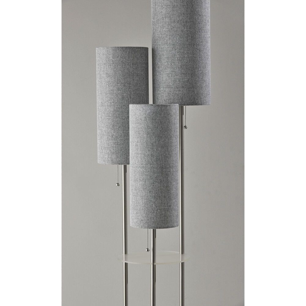 Adesso Trio Shelf Floor Lamp in Brushed Steel, , large