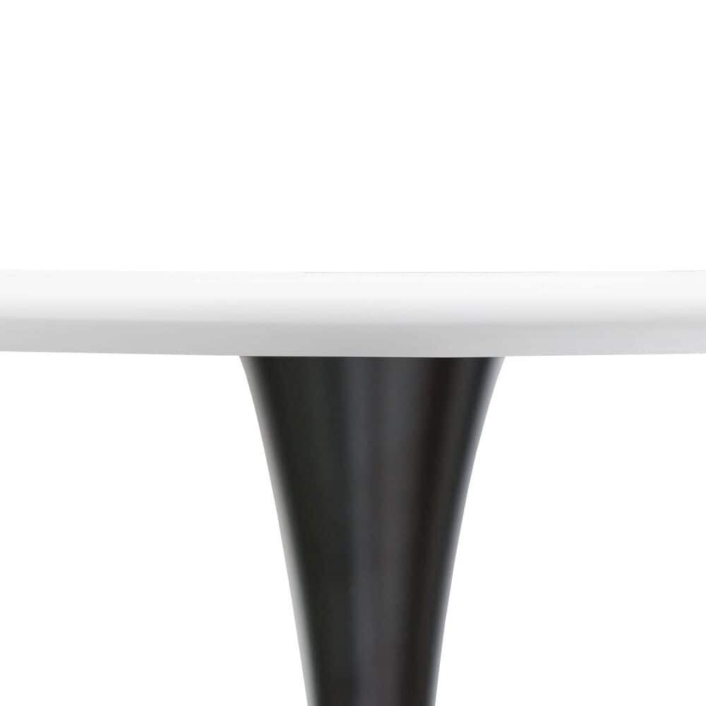 Leisuremod LeisureMod Bristol Mid-Century Modern Round Dining Table with Wood Top and Iron Pedestal Base with Gloss Finish for Kitchen and Dining Room, , large