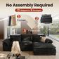HOMLUX 112" Modern Sectional Sofa with Curved Armrests in Black, , large