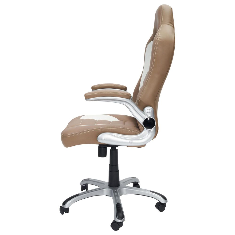 Rta Products Llc High Back Executive Sport Race Office Chair with Flip-Up Arms in Camel, , large