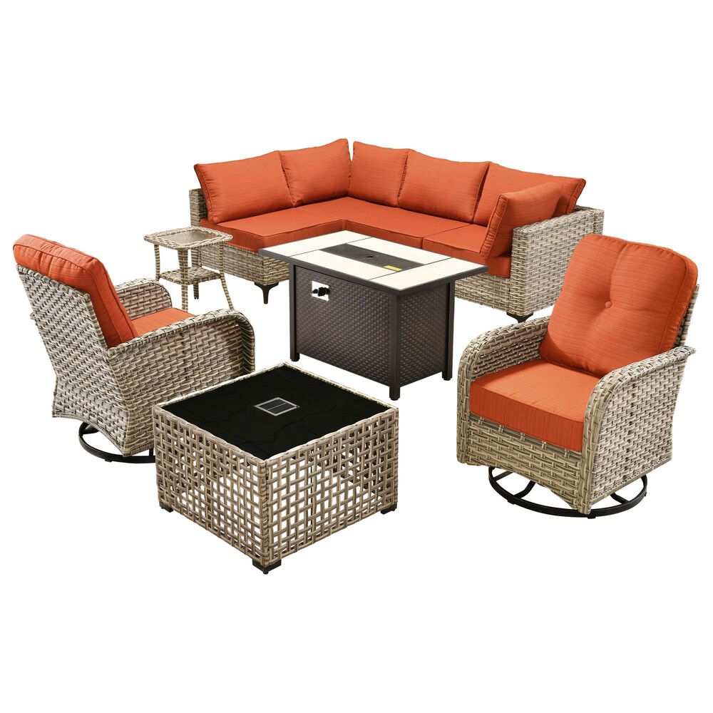 HOMLUX 9-Piece Patio Conversation Set in Orange, , large