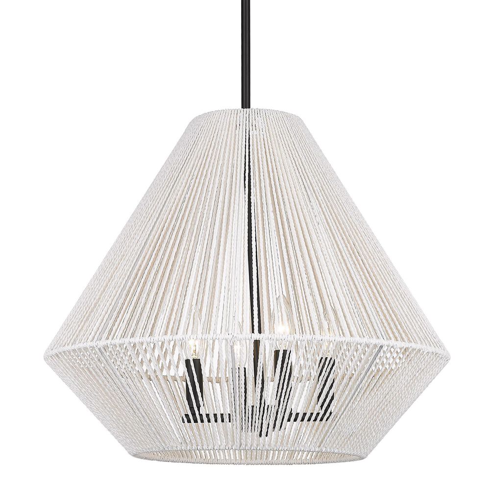 Golden Lighting Valentina 4-Light Pendant in Matte Black with White Shade, , large