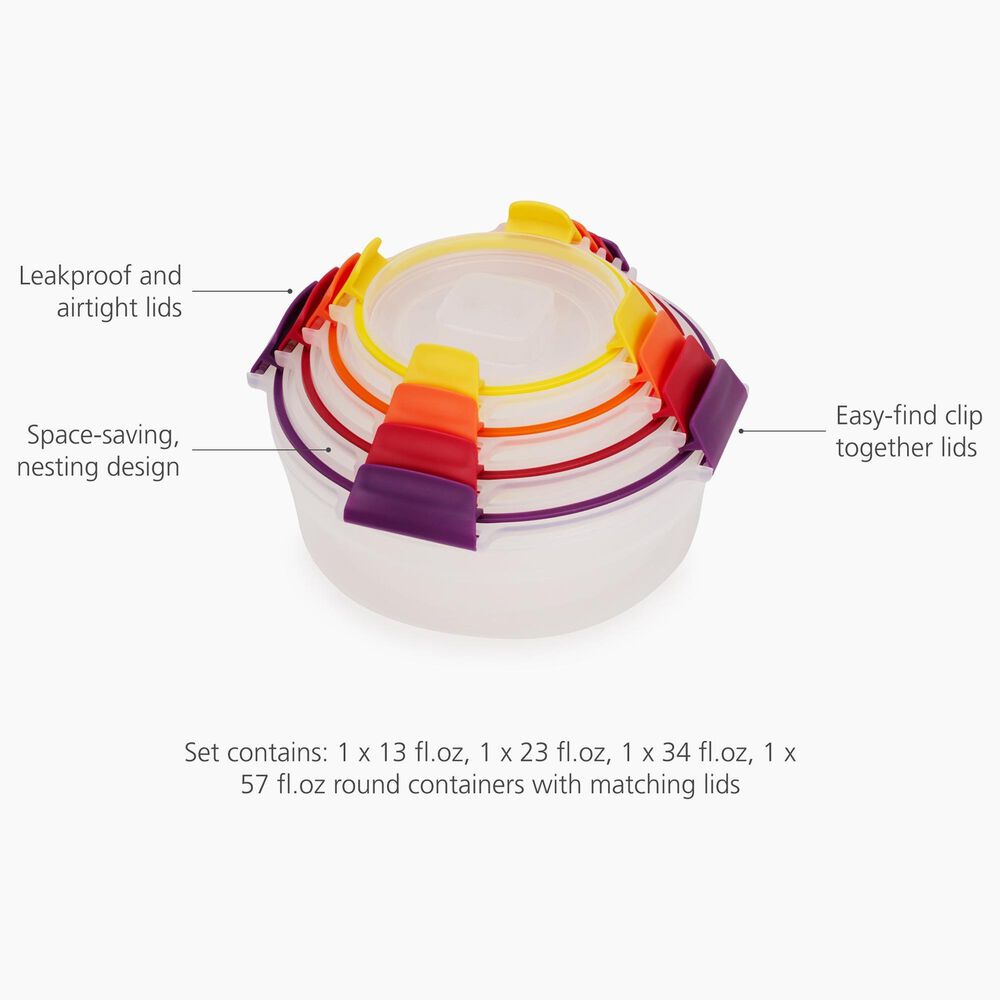 Joseph Joseph Nest Lock 8-Piece Round Food Container Set in Multicolor, , large