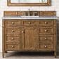 James Martin Vanities Brittany 48" Single Bathroom Vanity in Saddle Brown with 3 cm Eternal Jasmine Pearl Quartz Top and Rectangular Sink, , large
