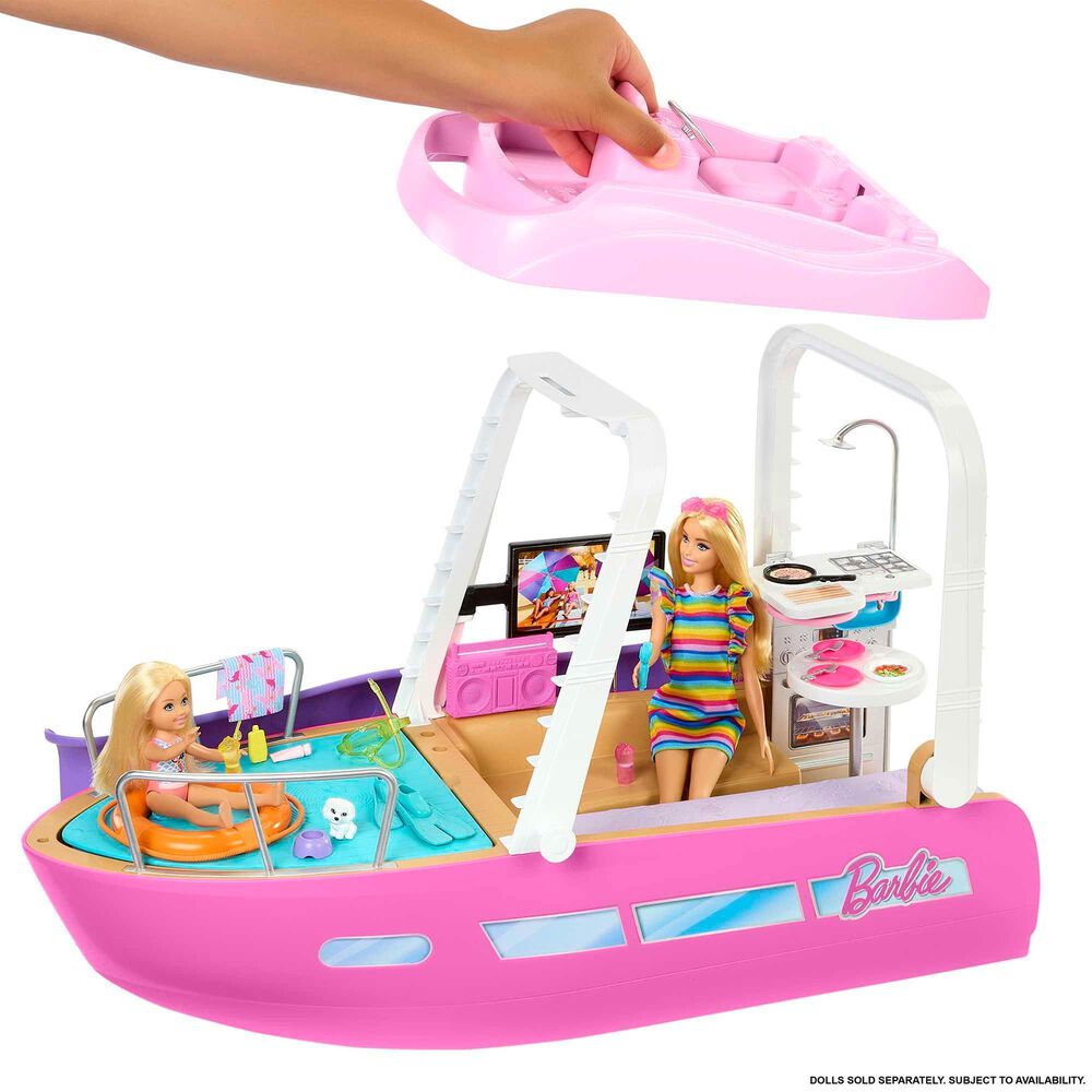 Barbie Boat with Pool Slide, Dream Boat Playset and Accessories, , large