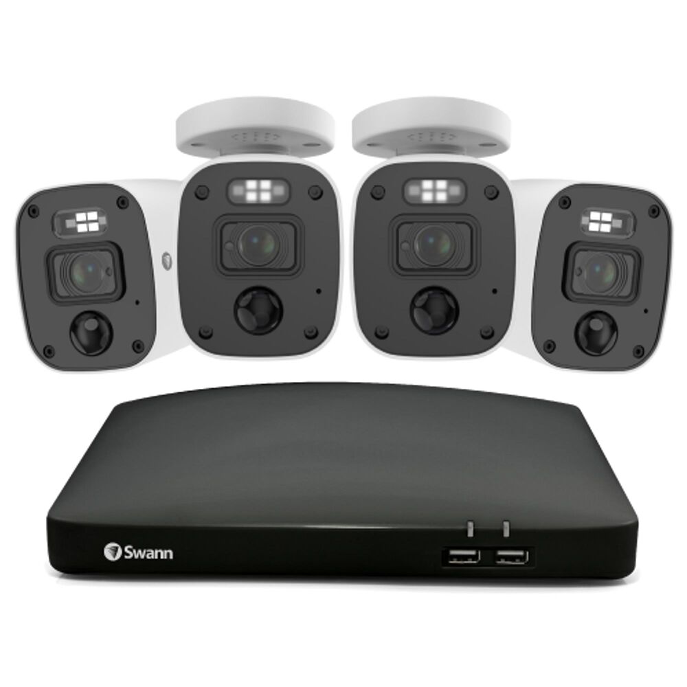 Swann Enforcer 4 Camera 8 Channel 4K Ultra HD DVR Audio/Video Security System in White, , large