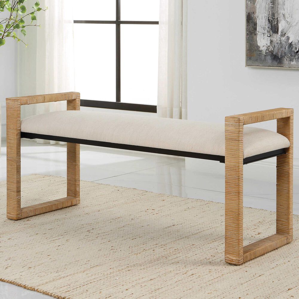Uttermost Areca Bench in Natural and Black, , large