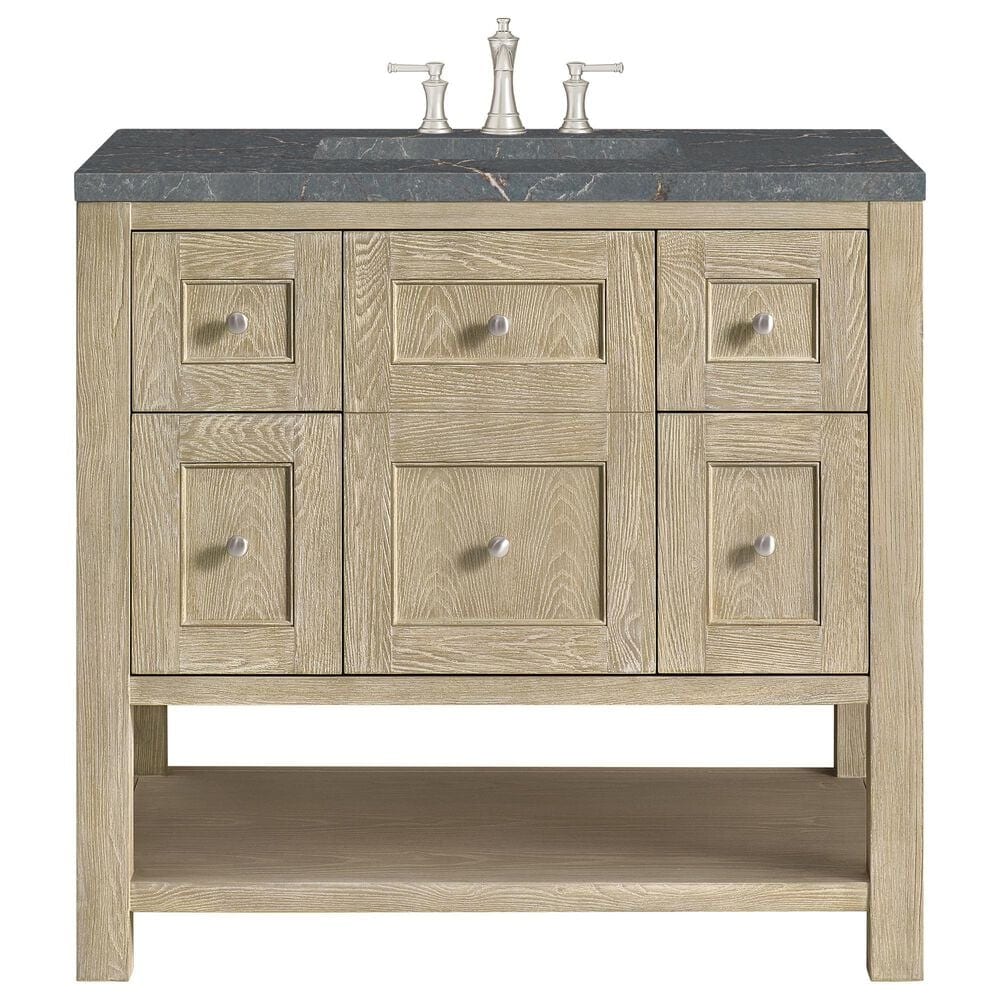 James Martin Vanities Breckenridge 36&quot; Single Vanity in Whitewashed Oak with 3 cm Parisien Bleu Quartz Top, , large