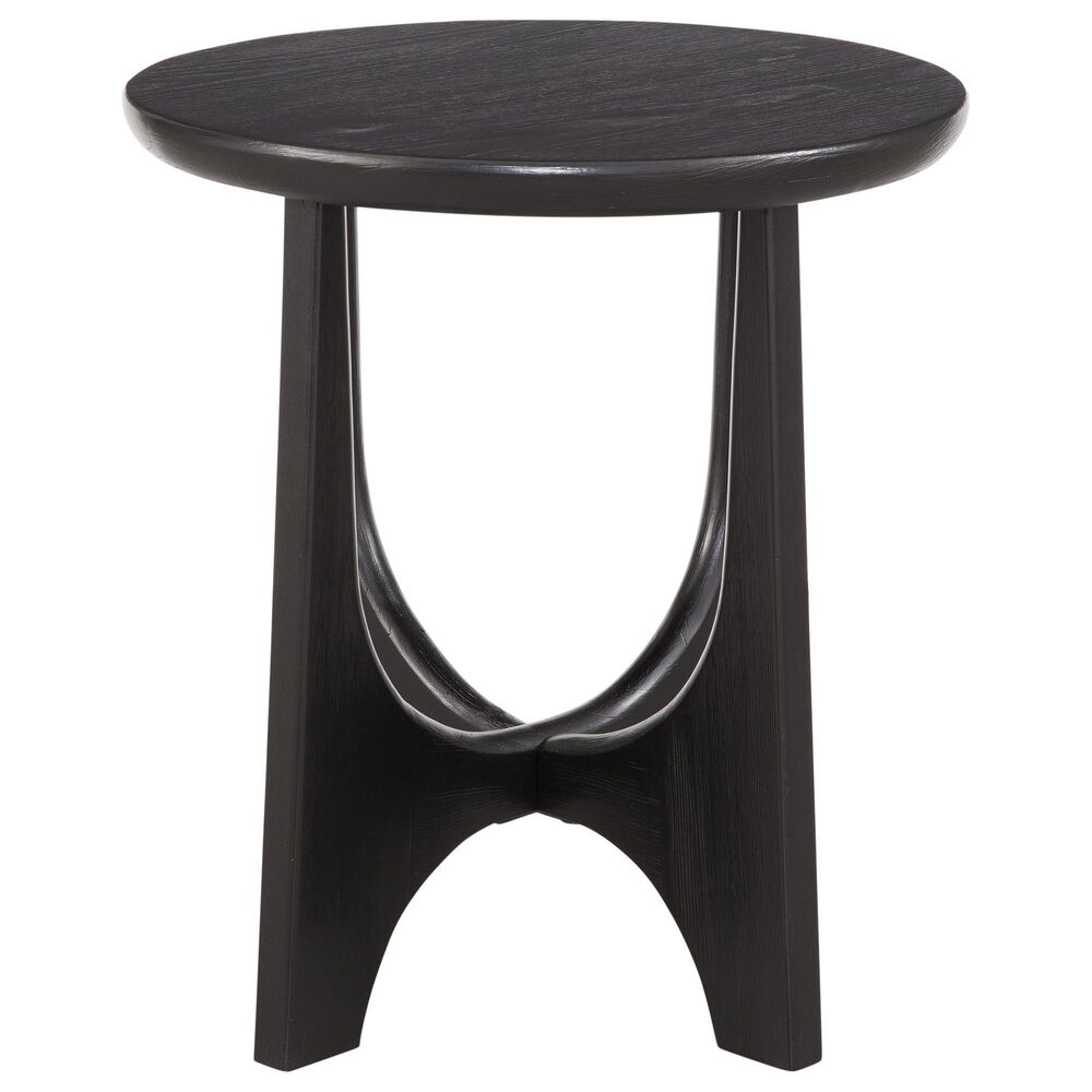 Bassett Mirror Company Dunnigan Round End Table in Black Matte, , large