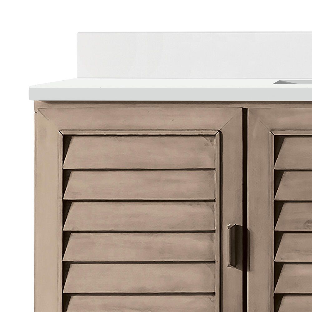 James Martin Vanities Portland 60&quot; Single Bathroom Vanity in Whitewashed Walnut with Single Hole 3 cm White Zeus Quartz Top and Rectangular Sink, , large