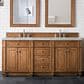 James Martin Vanities Bristol 72" Double Bathroom Vanity in Saddle Brown with 3 cm Victorian Silver Quartz Top and Rectangular Sinks, , large