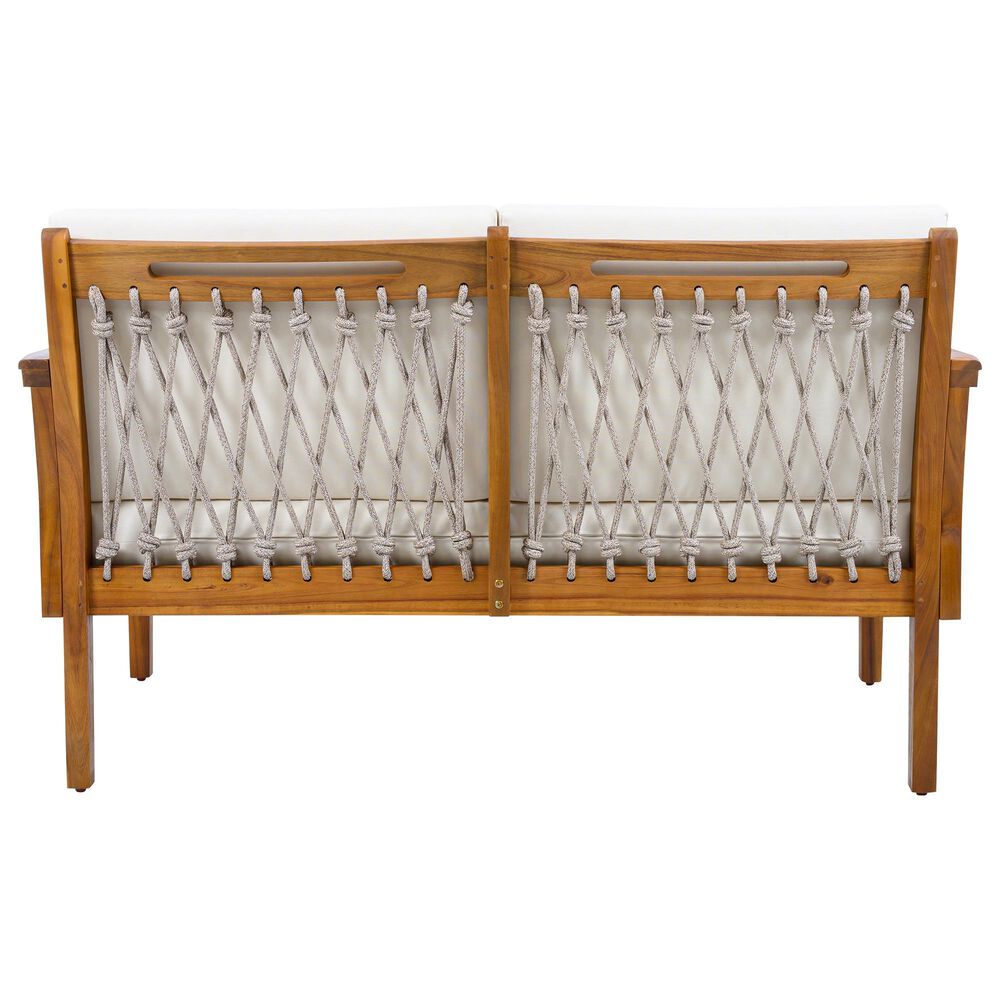Hearth and Haven 2-Piece Outdoor Conversation Set with Cream Cushion in Light Teak, , large