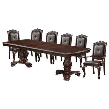 Crown Mark Kiera 7-Piece Double Pedestal Dining Set in Rich Brown, , large