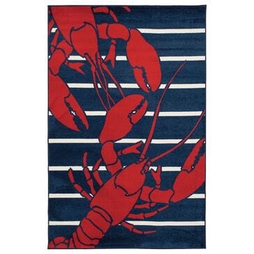 Central Oriental Terrace Tropic Lively Lobsters 6"7" x 9"6" Sapphire and Snow Area Rug, , large