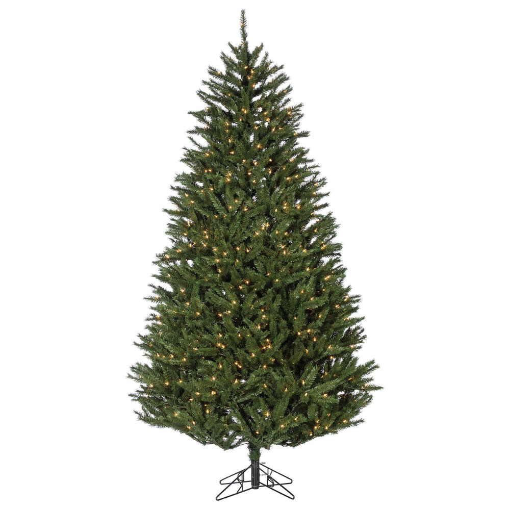 The Gerson Company 7.5" Pre-Lit Artificial New England Pine with White Lights in Green, , large
