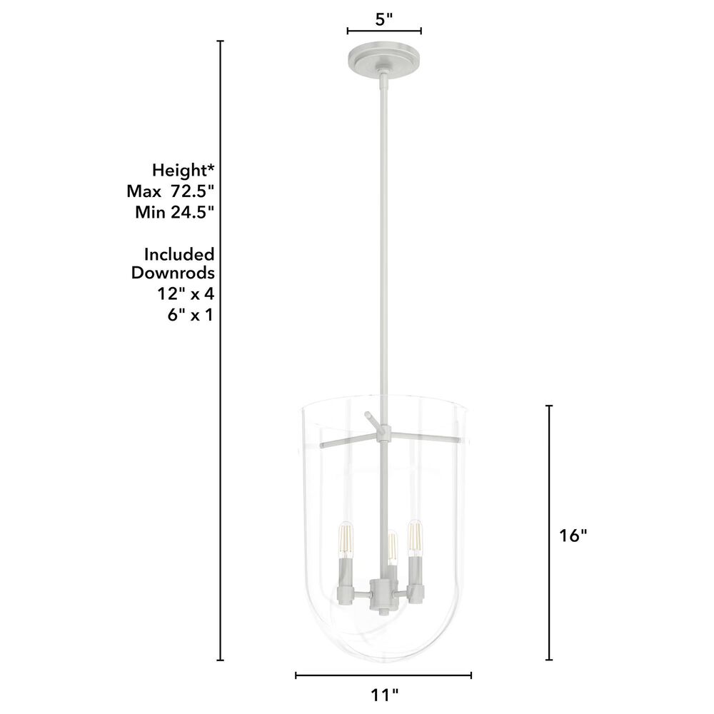 Hunter Sacha 3-Light Cloche Pendant in Brushed Nickel, , large