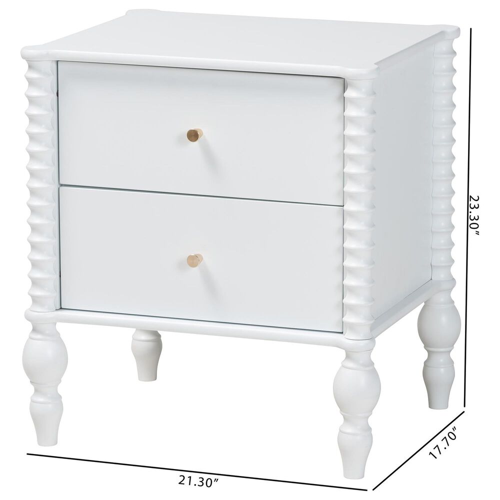 Baxton Studio Callison 2-Drawer Nightstand in White, , large