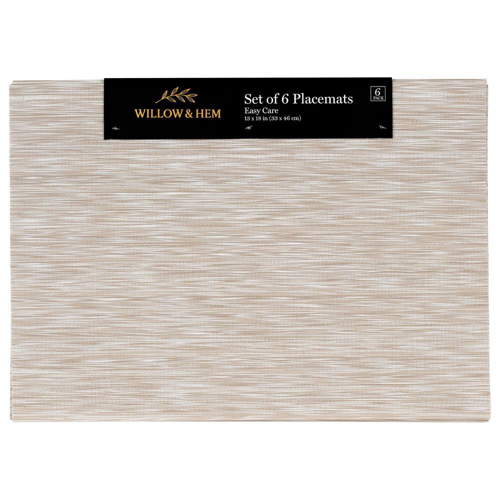 Willow & Hem Glimmer Woven Vinyl Placemat in Beige (Set of 6), , large