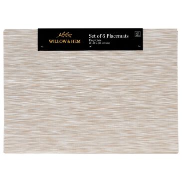 Willow & Hem Glimmer Woven Vinyl Placemat in Beige (Set of 6), , large