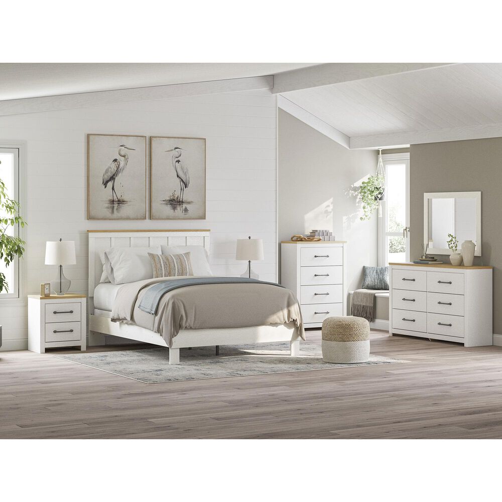 Ashley Linnocreek 4-Piece Queen Bedroom Set in White and Warm Brown, , large